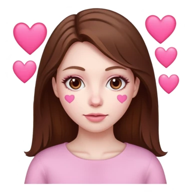 mujer con corazones rosas pelo cafe sticker