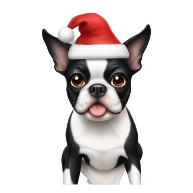 Boston terrier wearing a Santa hat  sticker