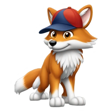 Jeune Furry renard / mignon / allongé sur le dos les qu’âtres pattes en l’aire / musclé / casquette yankees  sticker