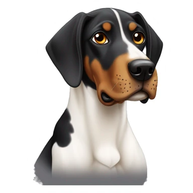 Hound dog and Doberman with floppy ears and a little white on chest  sticker