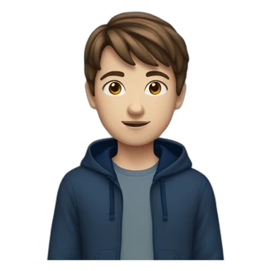 13 Year old kid with brown hair with navy-ish blue hoodie and dark blue pants sticker