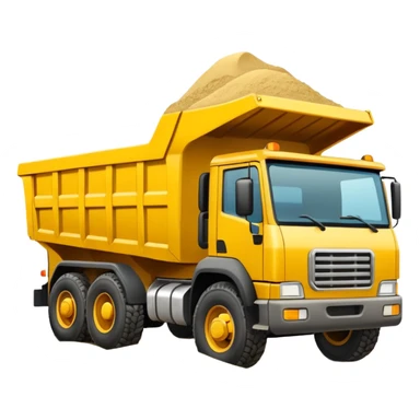 Draw a yellow dump truck with an open bed full of sand or gravel. sticker