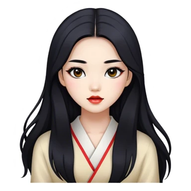 Walking girl with long black hair and very beautifull with Korean makeup.  sticker