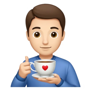 man holding teacup sticker