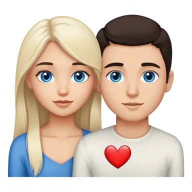 Pretty brown girl dark hair with white blonde blue-eyed boy in love sticker