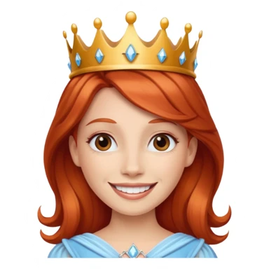 Crea una mujer pelirroja con corona de princesa sticker