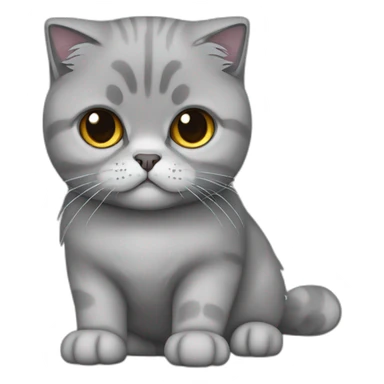 all grey Scottish Fold Cat long hair broken ear sticker