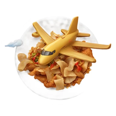 Airplane eating Chinese food sticker