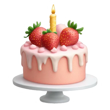 Light Pink strawberries and cream birthday cake  sticker