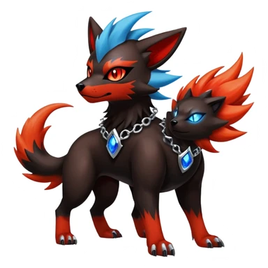 Shiny Gothic Exotic Punk’ish Cool Colorful Epic Futuristic Houndoom-Arcanine-Zorua-Torracat-Pokémon-Fakémon-hybrid-creature sticker