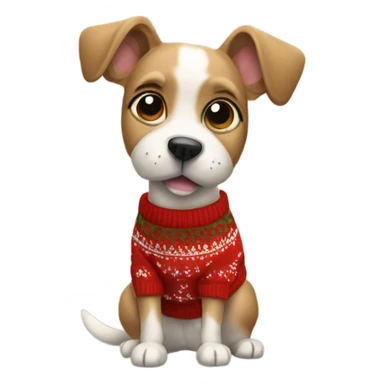 Dog wearing a ugly Christmas sweater sticker