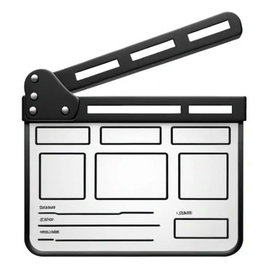 outline only movie clapper, black wireframe style, absolute minimal details, no fill sticker