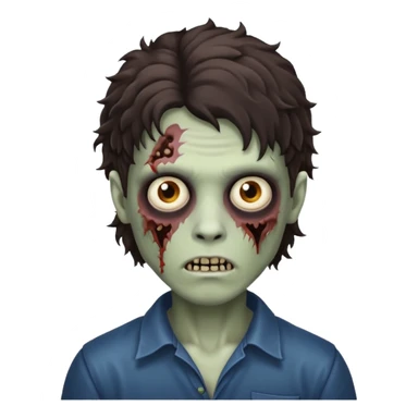 curly dark dark brown mullet haired zombie boy sticker