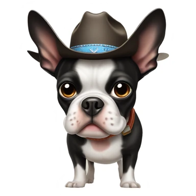 Boston terrier bull dog wearing a cowboy hat sticker