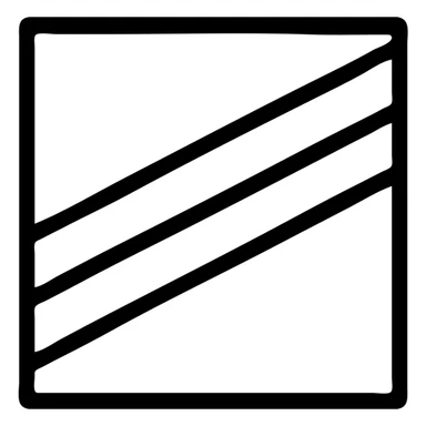 Adjust the three white diagonal stripes so they fit neatly within the navy blue square background, keeping the style minimal and clean with no eagle or extra details. Ensure all stripes are fully visible and evenly spaced within the frame, in a black outlined icon style with no fill. sticker