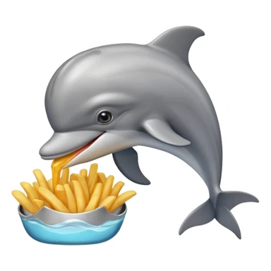a dolphin eating fries sticker