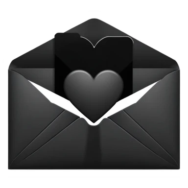 Black envelope with black heart in the middle sticker