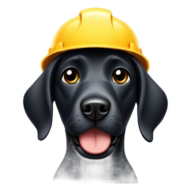 Black Labrador with hard hat sticker