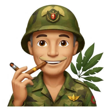 old school jungle commando smoking a cigar with a grin sticker