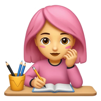 rosa escribiendo pensando sticker