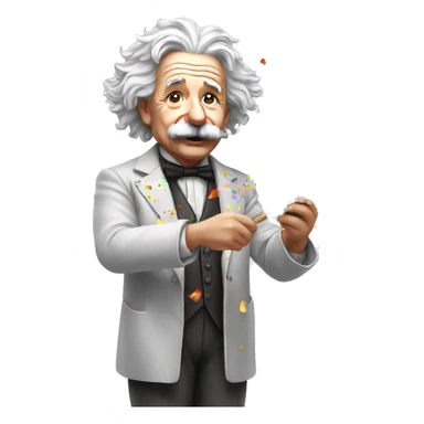 albert einstein holding colorful confetti popper in his hand sticker