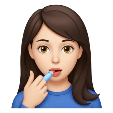 A brunette woman sucking a penis sticker