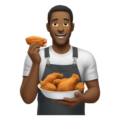 man eating fried chicken sticker