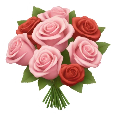 bouquet of pastel pink and red roses  sticker