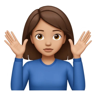 Nervous emoji + hands up emoji. Remove flow effects at the very top the of the hands palm forward so the head can be between the hands. Lightskin girl emoji sticker