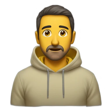 Armenian men in yellow sweatshirt shocked looking at kamera sticker