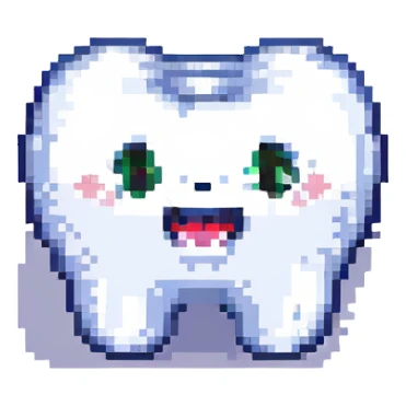 single tooth small cute pixel art sticker