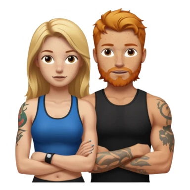 girl with long blonde hair and tattoos next to an athletic masculine ginger girl  sticker