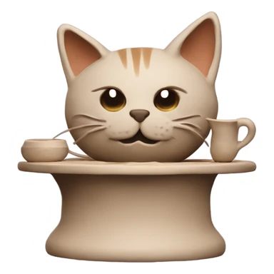 A cat made of clay, on a potters wheel  sticker