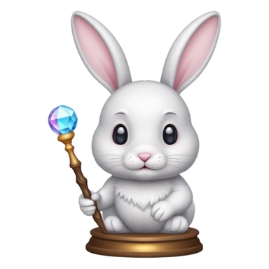 White bunny with wand and with crystal ball sticker