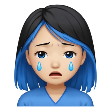 Asian girl crying more like this 😭 make the tears blue make the hair black sticker