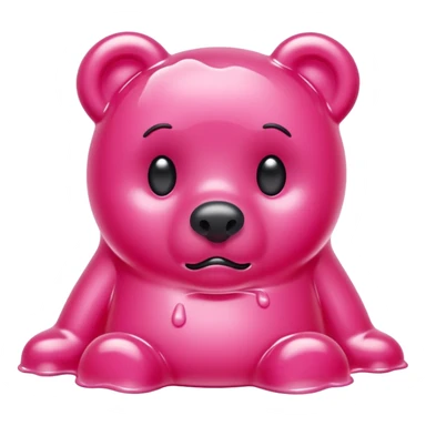 Sad pink Gummy bear melting into ground sticker