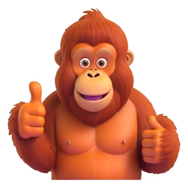 a cool orangutan giving a thumbs up, confident and friendly sticker