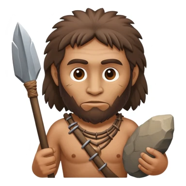 Cro-Magnon early human with primitive features and stone tools sticker
