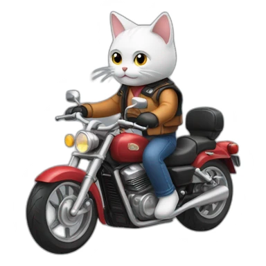 A cat driving a motorcycle sticker