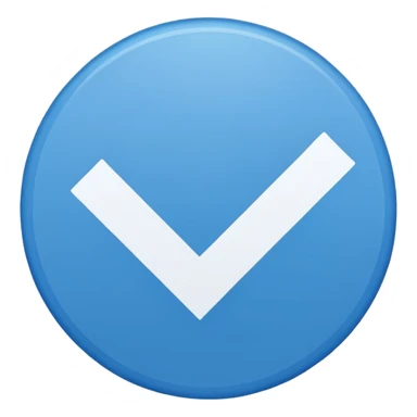 A blue circle entered by a white check mark sticker
