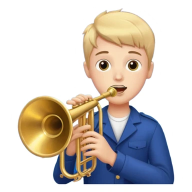 Boy holding trumpet with American flags and fireworks behind him sticker