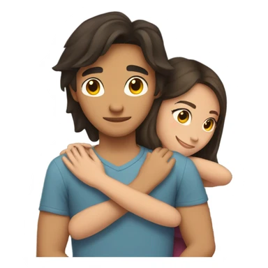 Young Filipino man young brunette woman hug sticker