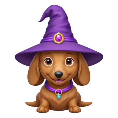 Dachshund dog wear purple wicth hat sticker