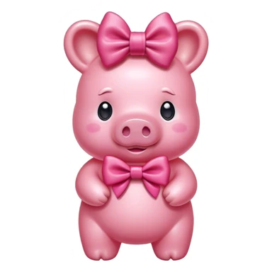pink gummy bear pig with bow sticker