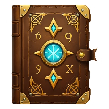 Spell Book – Old leather book with glowing runes and bookmarks sticker