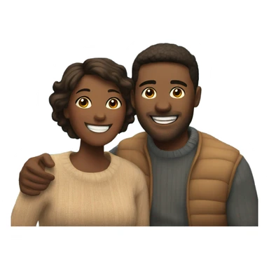 happy couple under christmas lights sticker