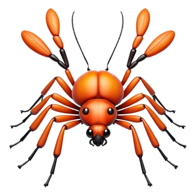 3D iPhone style emoji of a cute bug, colorful and detailed, six legs, shiny exoskeleton, isolated on white background, soft shadows, high detail, playful and cute. sticker