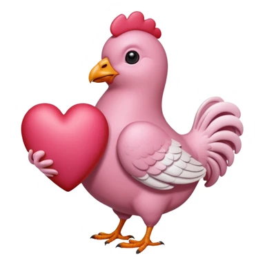 An pink pigeon eating heart shaped chicken  sticker