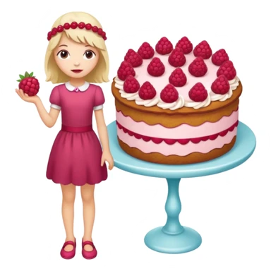 Raspberry torte human full body and legs girl with a raspberry barrette on her head sticker