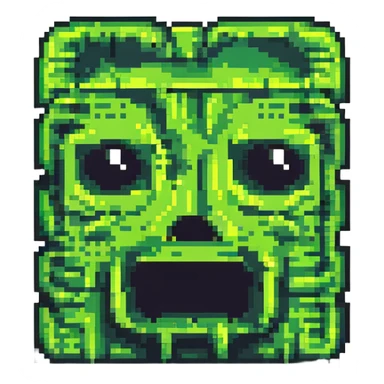 blocky pixelated Minecraft creeper face emoji, less realistic sticker